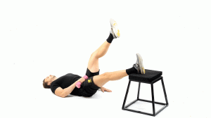 PLATAFORMA-SUELO-DORSAL-ELEVACION DE PELVIS FRONTAL CON PIERNA EXTENDIDA UNILATERAL CAN CARGA