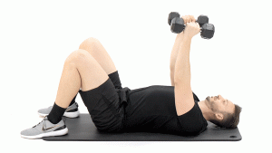 MANCUERNA-SUELO-TRICEPS-PRESS FRANCES BILATERAL CON PIES EN SUELO