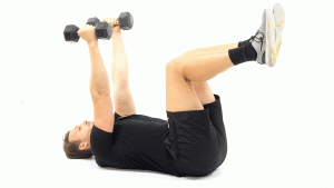 MANCUERNA-SUELO-TRICEPS-PRESS FRANCES BILATERAL CON RODILLAS FLEXIONADAS SUSPENDIDAS